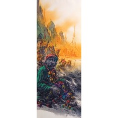 Ali Abbas, 11 x 30 inch, Watercolor on Paper, Figurative Painting-AC-AAB-323